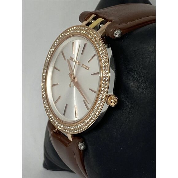 Michael Kors MK3203 Women's Brown Leather Analog Silver Dial Quartz Watch JK118 - Picture 4 of 12
